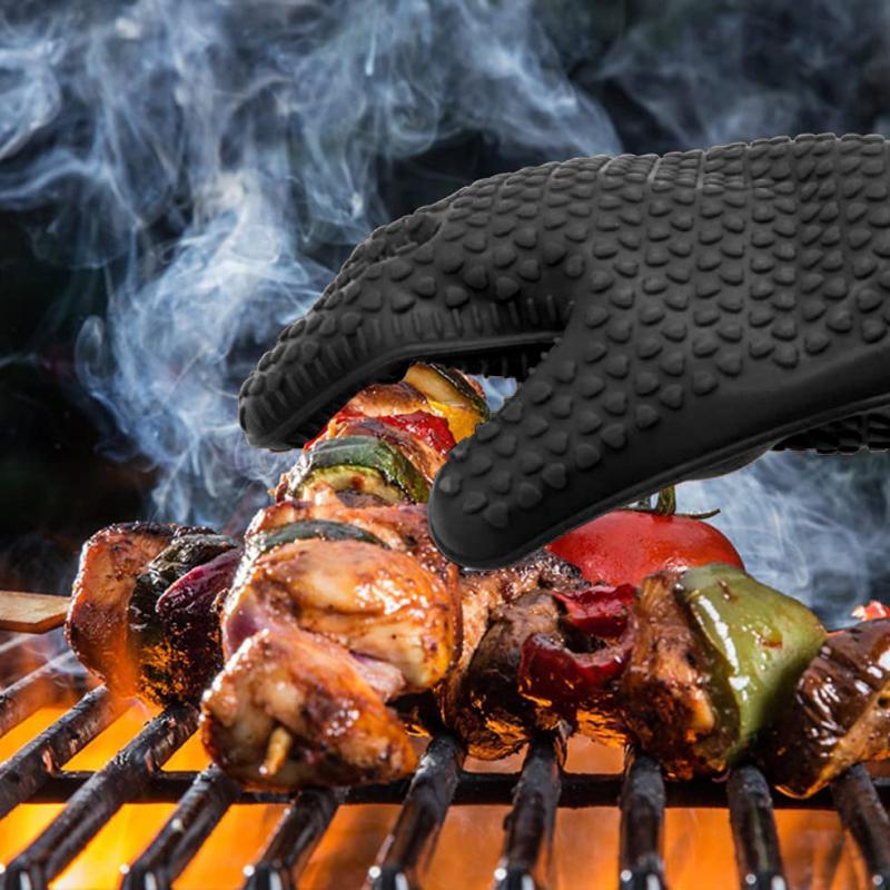 Silicone BBQ Gloves Heat Resistant Waterproof Kitchen Mitts