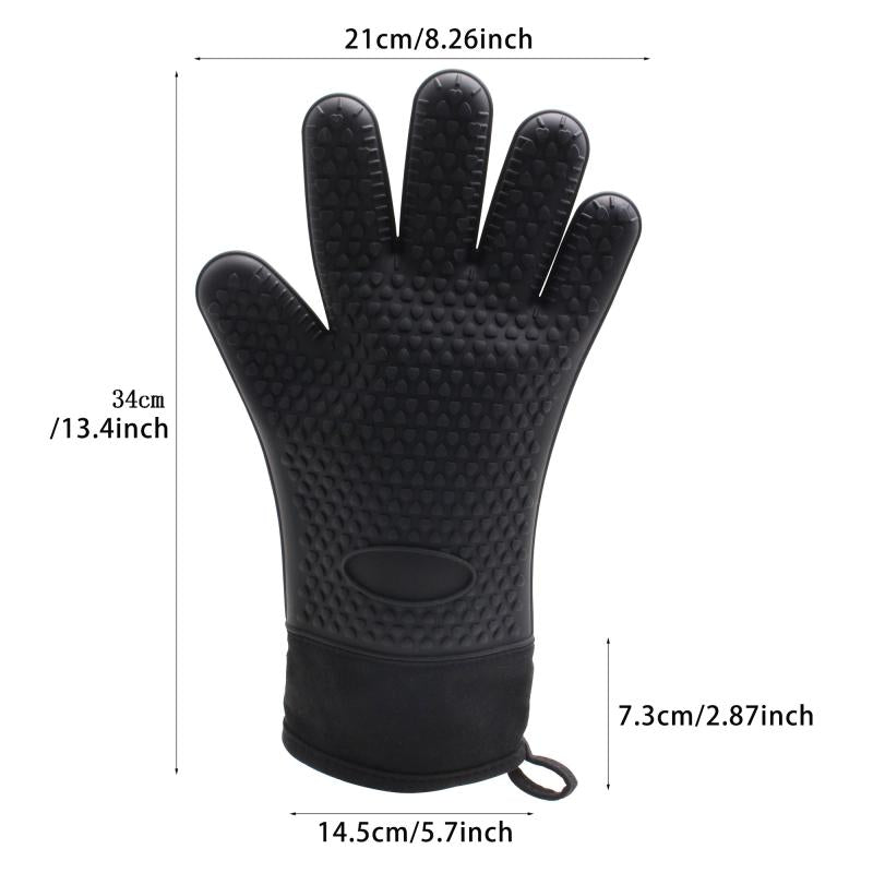 Silicone BBQ Gloves Heat Resistant Waterproof Kitchen Mitts