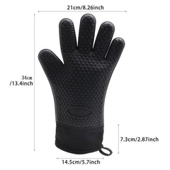 Silicone BBQ Gloves Heat Resistant Waterproof Kitchen Mitts