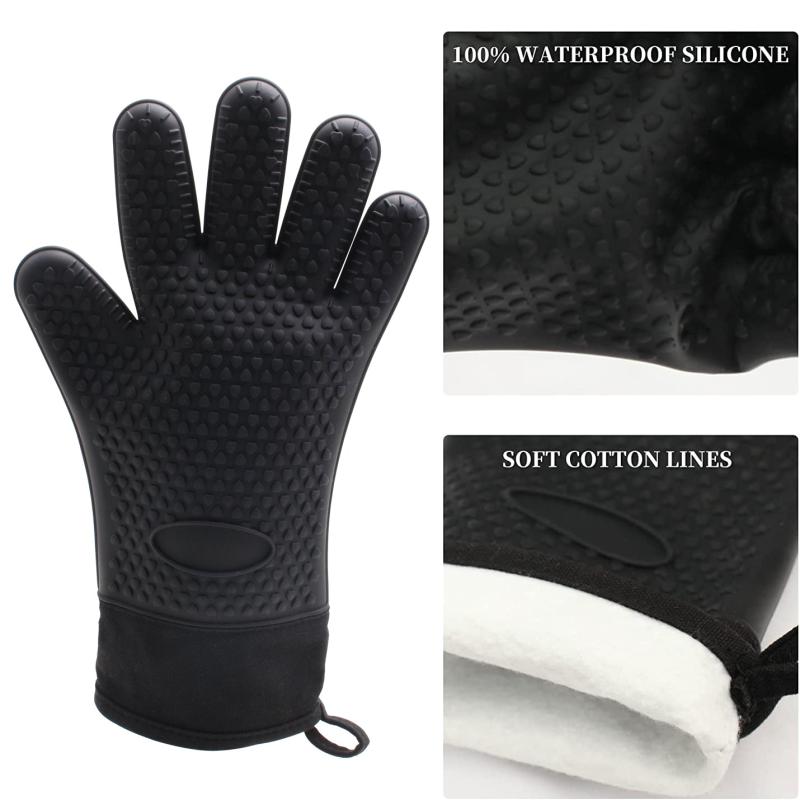 Silicone BBQ Gloves Heat Resistant Waterproof Kitchen Mitts