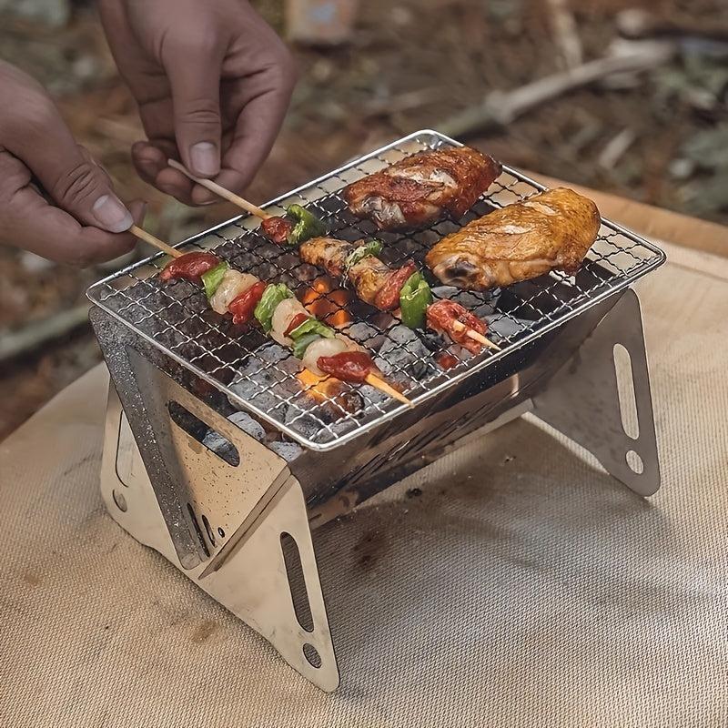 Compact Stainless Steel Charcoal Grill for Outdoor BBQs Camping Parties