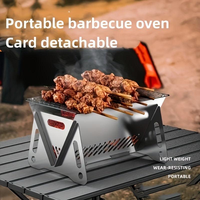 Compact Stainless Steel Charcoal Grill for Outdoor BBQs Camping Parties