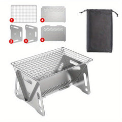 Compact Stainless Steel Charcoal Grill for Outdoor BBQs Camping Parties