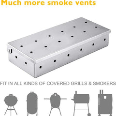 Stainless Steel BBQ Smoker Box & Basting Brush for Grilling, Wood Chips Box