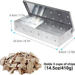 Stainless Steel BBQ Smoker Box & Basting Brush for Grilling, Wood Chips Box