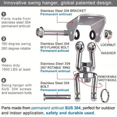 Heavy Duty Swing Hangers 360 Rotatable Suspension Hooks for Playground Porch