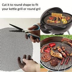 2 BBQ Grill Mat Non Stick Reusable Heat Resistant Mesh Oven Baking