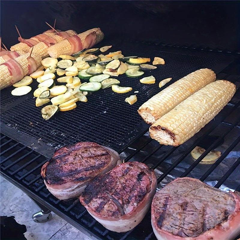 2 BBQ Grill Mat Non Stick Reusable Heat Resistant Mesh Oven Baking