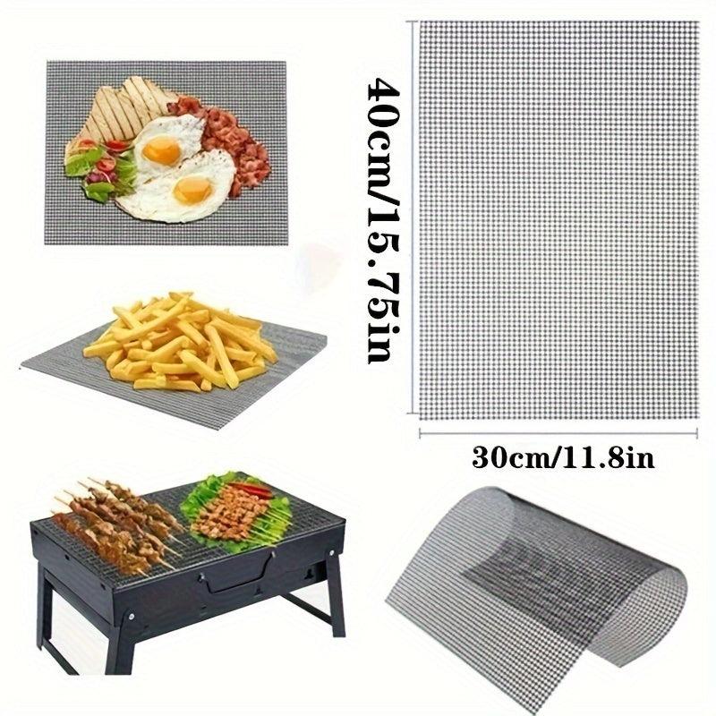 2 BBQ Grill Mat Non Stick Reusable Heat Resistant Mesh Oven Baking