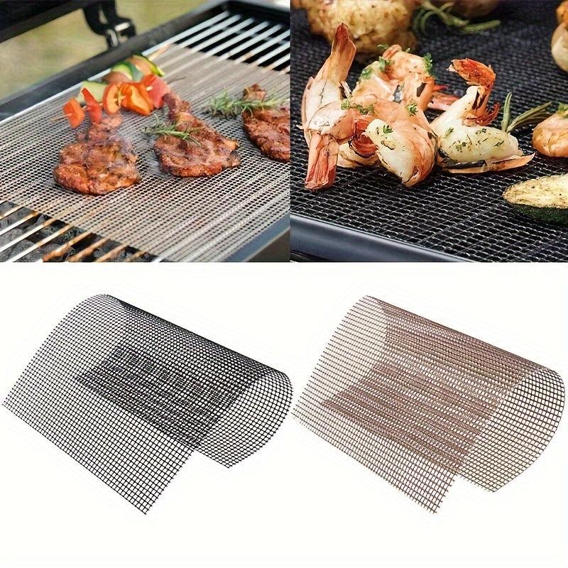 2 BBQ Grill Mat Non Stick Reusable Heat Resistant Mesh Oven Baking