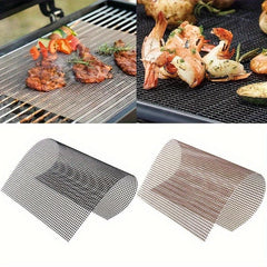 2 BBQ Grill Mat Non Stick Reusable Heat Resistant Mesh Oven Baking