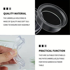 2 Patio Table Umbrella Hole Rings & Caps Set for Glass Outdoor Table