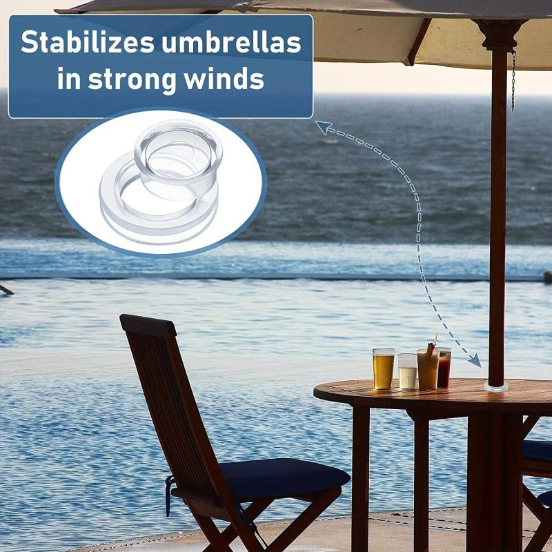 2 Patio Table Umbrella Hole Rings & Caps Set for Glass Outdoor Table