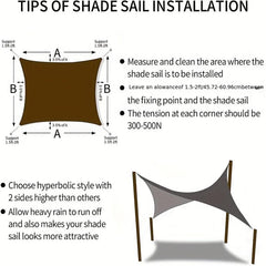 Waterproof Sun Shade Sail Garden Canopy Rectangle Pool Sun Shelter