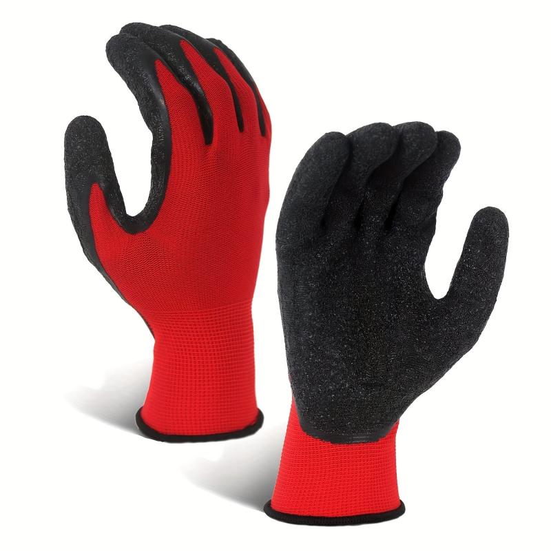 24 Pairs Safety Work Gloves Crinkle Latex Rubber Hand Coated Construction