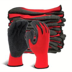 24 Pairs Safety Work Gloves Crinkle Latex Rubber Hand Coated Construction