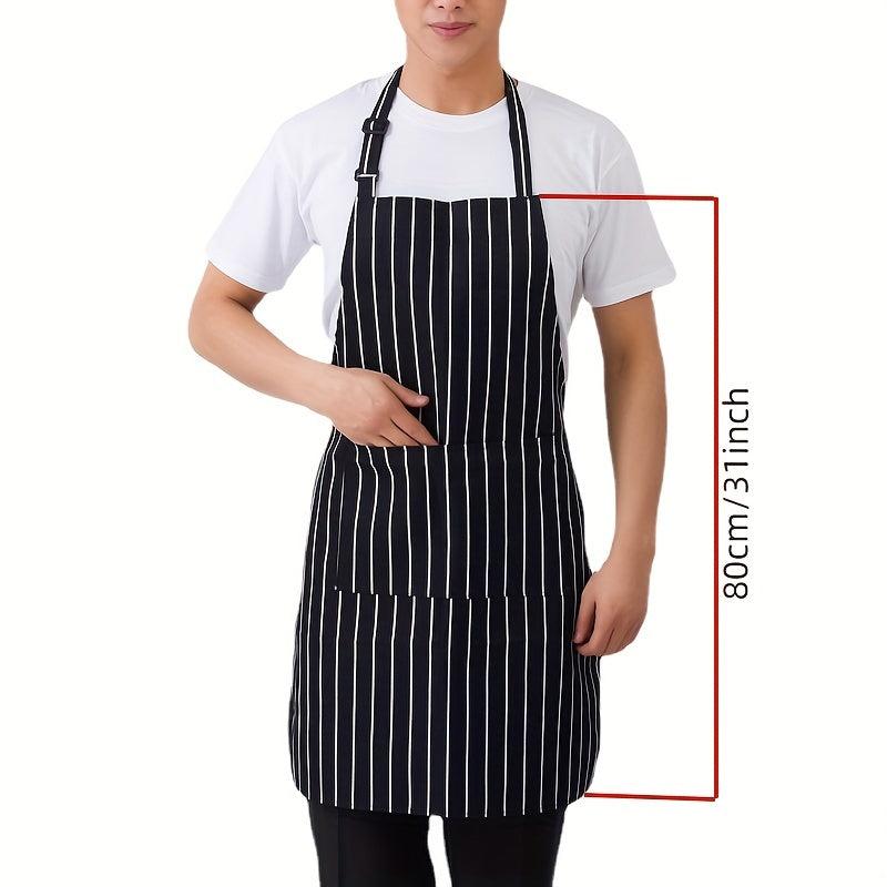 Adjustable Half Adult Apron Striped Chef Apron Outdoor Camping BBQ Apron
