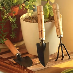 3pcs Gardening Tools Set Wooden Handle Shovel for Flowers Vegetables