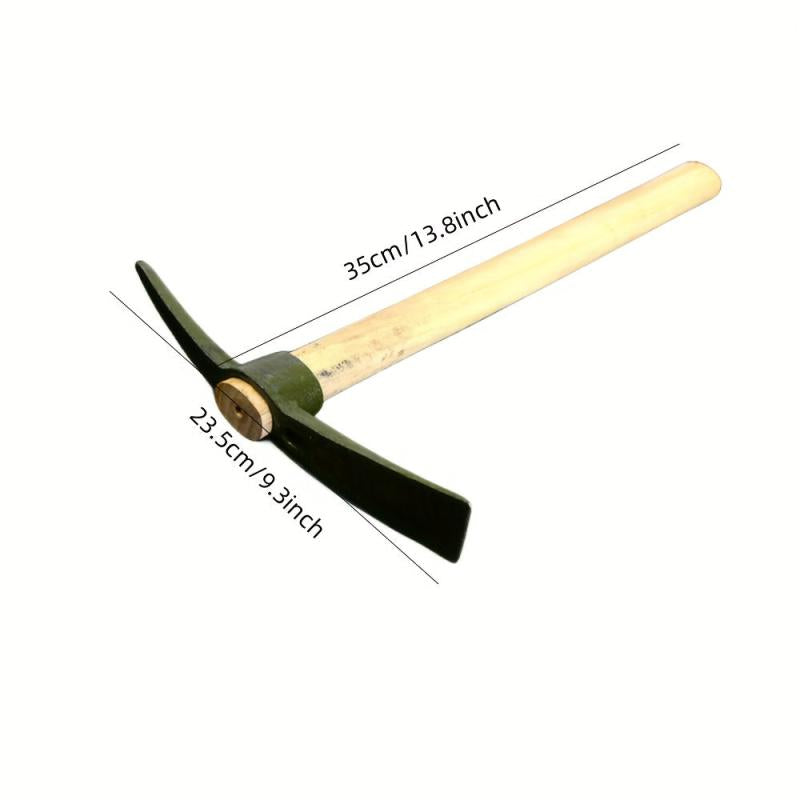 Small Pickaxe Hoe Wooden Handle Garden Digging Weeding Transplanting