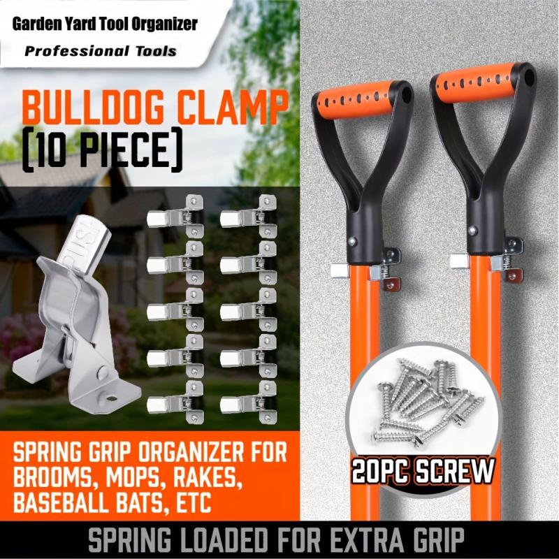 10pcs Bulldog Clamp Shovel Holder Wall Mount Outdoor Organizer
