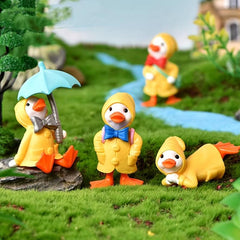 4pcs Raincoat Duckling Micro landscape DIY Gardening Ornaments