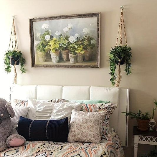 2 Pack Macrame Plant Hangers Indoor Hanging Planter Basket Jute Rope Home Decor