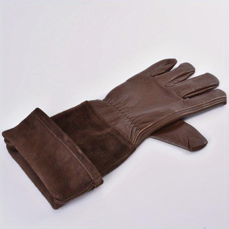 Breathable Leather Gauntlet Pruning Gloves With Long Sleeve