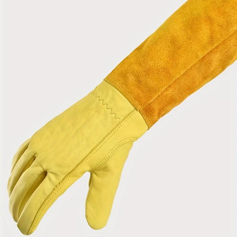 Breathable Leather Gauntlet Pruning Gloves With Long Sleeve