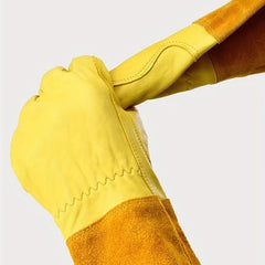 Breathable Leather Gauntlet Pruning Gloves With Long Sleeve