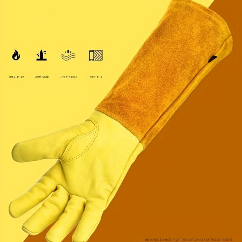 Breathable Leather Gauntlet Pruning Gloves With Long Sleeve