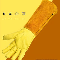 Breathable Leather Gauntlet Pruning Gloves With Long Sleeve