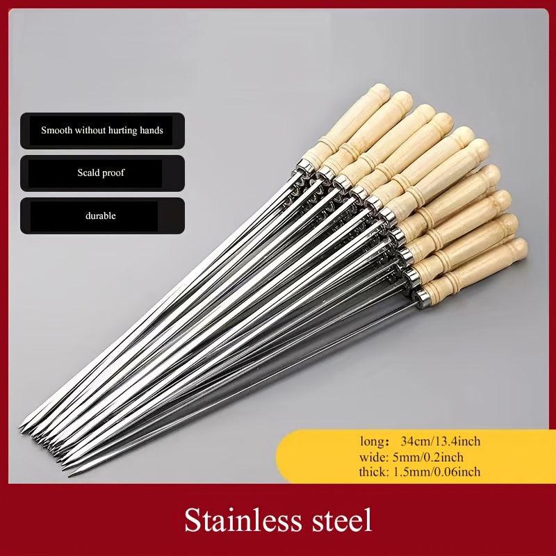 10pcs BBQ Skewers With Wooden Handles