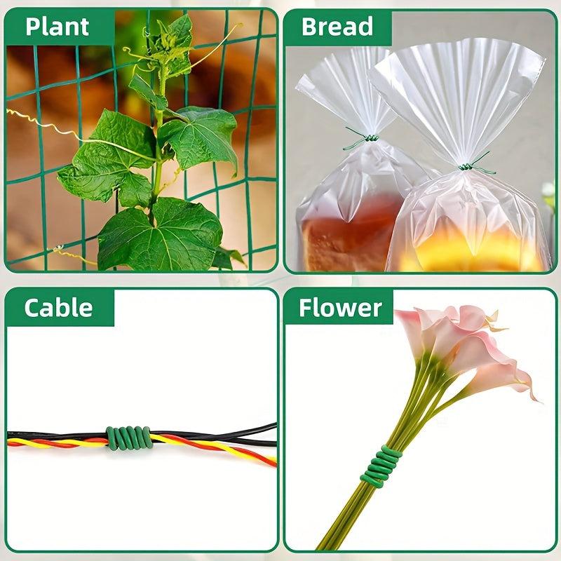 Green Flexible Wire Tie for Supporting Garden Plants