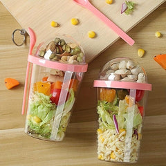 Double Layer Plastic Breakfast Cup with Partitioning for Dry & Wet Separation