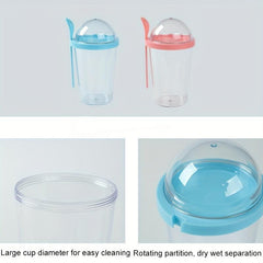 Double Layer Plastic Breakfast Cup with Partitioning for Dry & Wet Separation