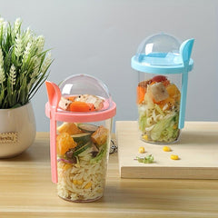 Double Layer Plastic Breakfast Cup with Partitioning for Dry & Wet Separation