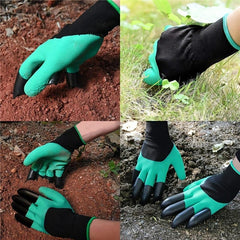 1pc Green Gardening Gloves with 8 Claws for Digging Soil Labor Protection