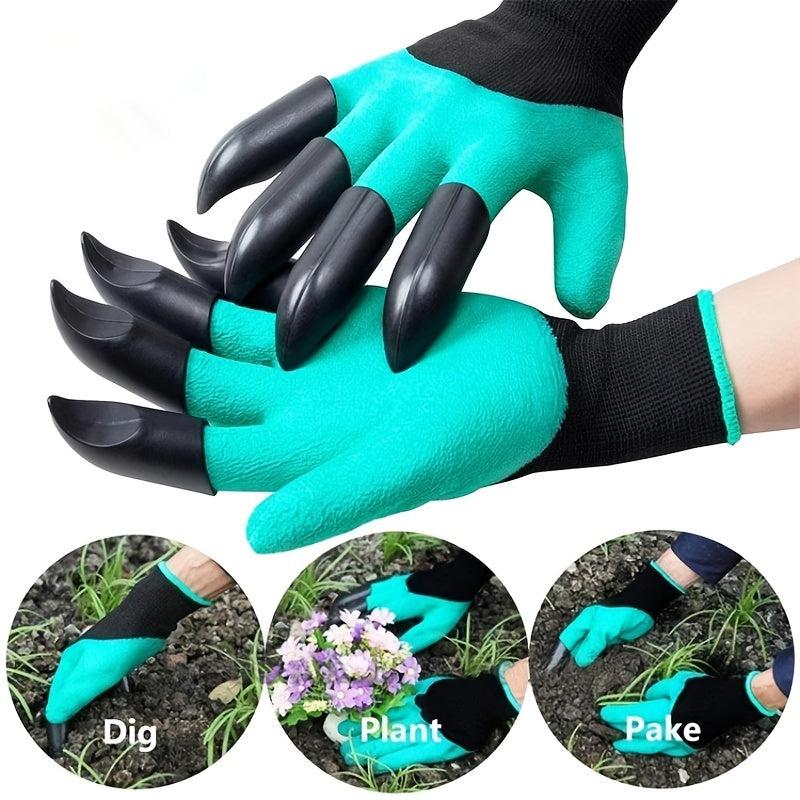 1pc Green Gardening Gloves with 8 Claws for Digging Soil Labor Protection