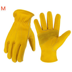 Leather Work Gloves for Men & Women Durable Cowhide Puncture Resistant