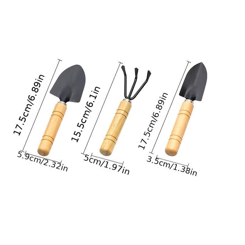 3-Piece Gardening Tool Set, Wooden Handles