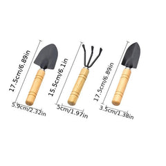 3-Piece Gardening Tool Set, Wooden Handles