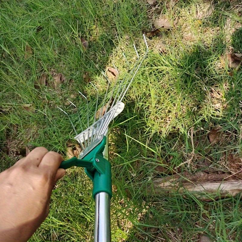 Telescopic Garden Rake Comfort Handle - Stainless Steel 9 Teeth