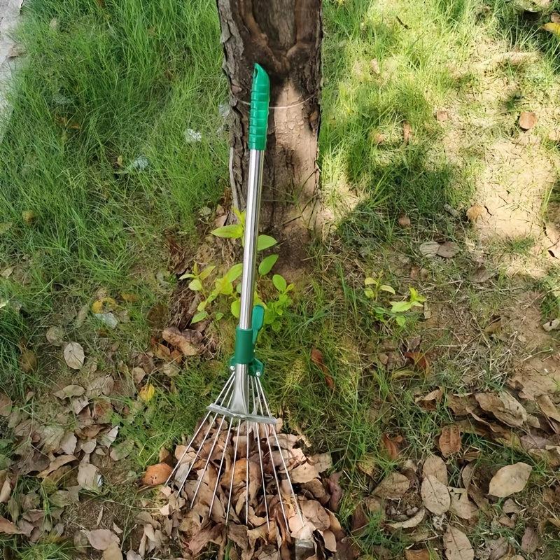 Telescopic Garden Rake Comfort Handle - Stainless Steel 9 Teeth
