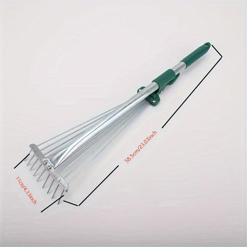 Telescopic Garden Rake Comfort Handle - Stainless Steel 9 Teeth