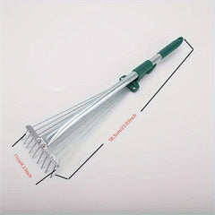 Telescopic Garden Rake Comfort Handle - Stainless Steel 9 Teeth