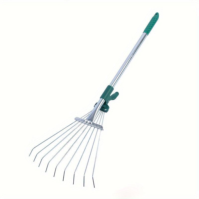 Telescopic Garden Rake Comfort Handle - Stainless Steel 9 Teeth