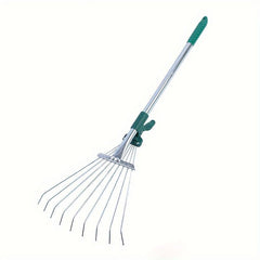Telescopic Garden Rake Comfort Handle - Stainless Steel 9 Teeth