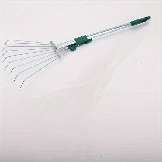 Telescopic Garden Rake Comfort Handle - Stainless Steel 9 Teeth