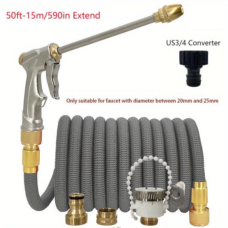 High Pressure Car Wash Water Gun 100ft Retractable Water Hose Metal Spray Head