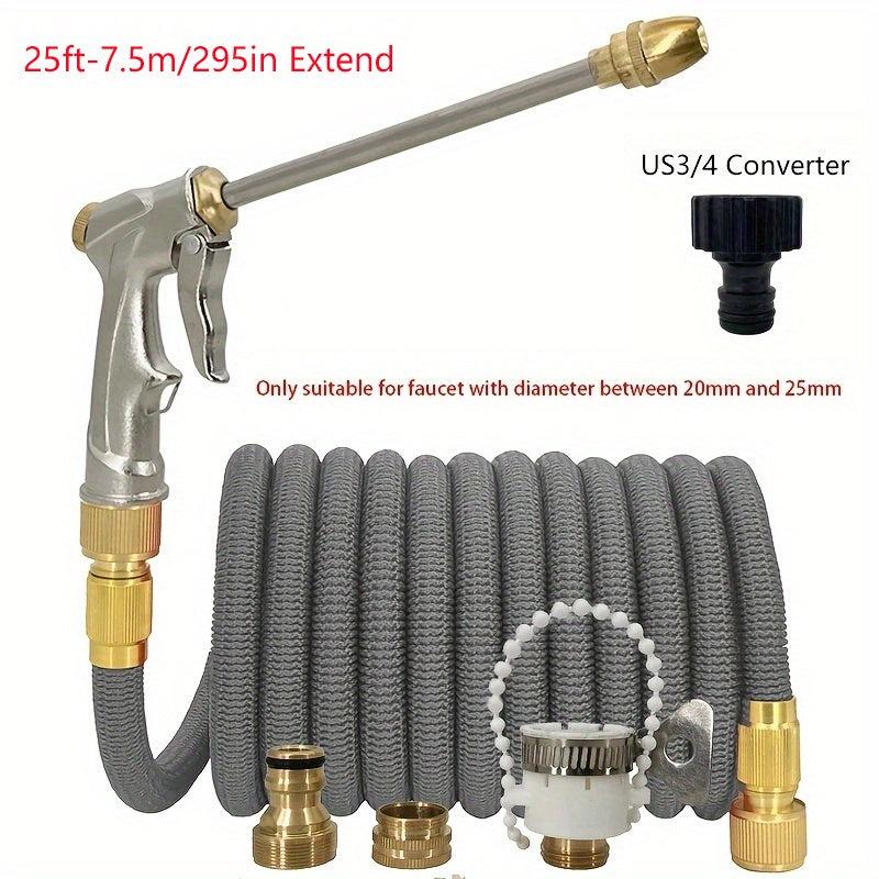High Pressure Car Wash Water Gun 100ft Retractable Water Hose Metal Spray Head